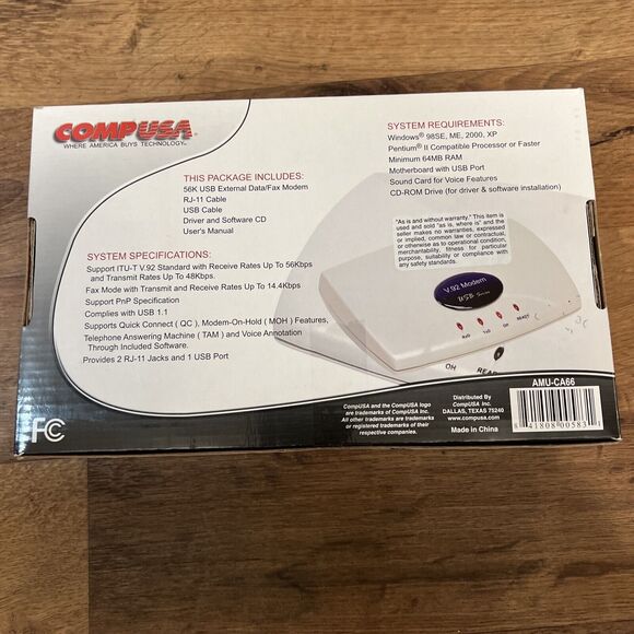 CompUSA V.92 56 Kbps Modem - USB Series - Picture 6 of 7